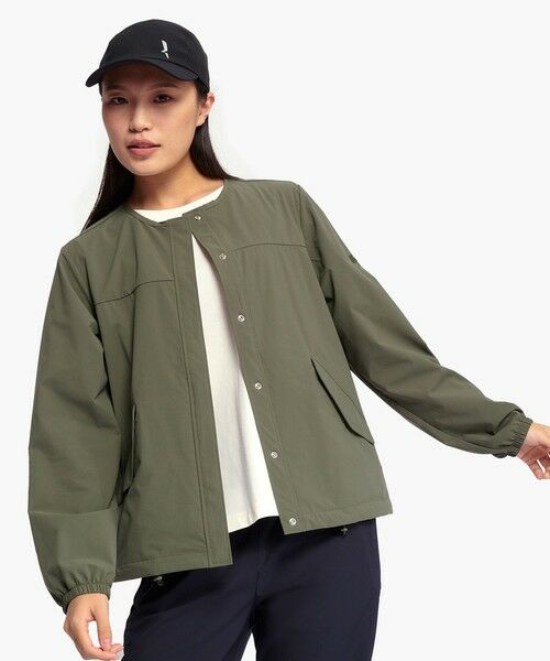 AIGLE / エーグル ノーカラージャケット | 撥水 UVカット ワンポイントロゴ刺繍 ノーカラージャケット | 詳細8