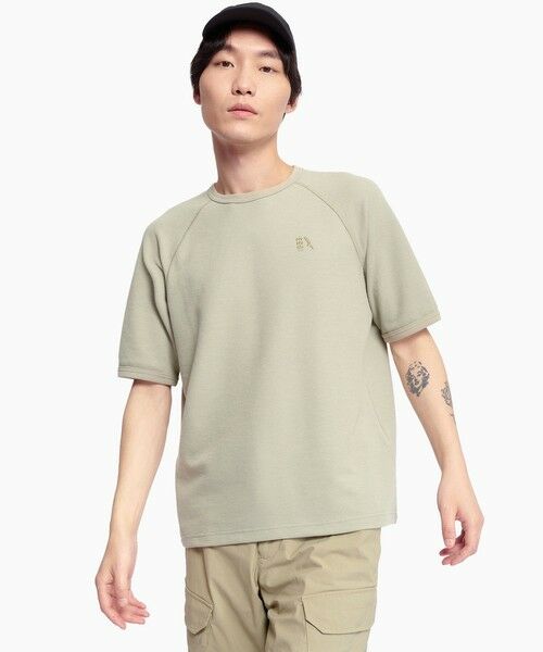 AIGLE / エーグル Tシャツ | UVカット 吸水速乾 ラグランスリーブ ワンポイント刺繍ロゴ ワッフル半袖ニットTシャツ | 詳細1