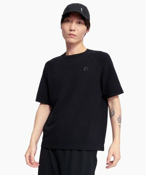 AIGLE / エーグル Tシャツ | UVカット 吸水速乾 ラグランスリーブ ワンポイント刺繍ロゴ ワッフル半袖ニットTシャツ | 詳細4