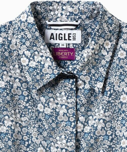 AIGLE / エーグル ミニ丈・ひざ丈ワンピース | 花柄 フラワー リバティロングシャツドレス / シャツワンピース | 詳細12