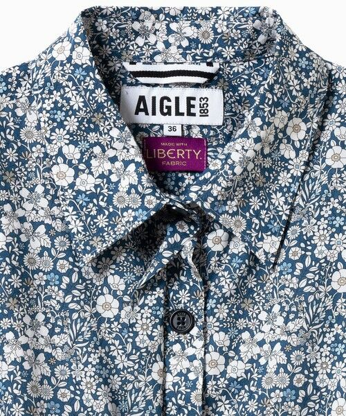 AIGLE / エーグル ミニ丈・ひざ丈ワンピース | 花柄 フラワー リバティロングシャツドレス / シャツワンピース | 詳細13