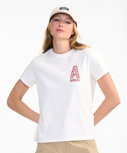 AIGLE / エーグル Tシャツ | UVカット 吸水速乾 リバティプリントロゴ半袖Tシャツ / フラワー 花柄 | 詳細7