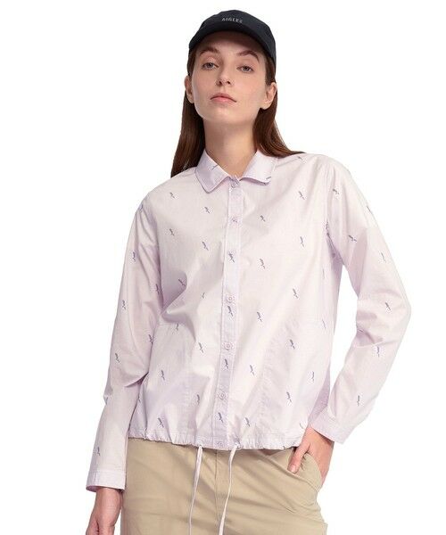AIGLE / エーグル シャツ・ブラウス | バードプリント エンブロイダー ピマコットン ロングスリーブシャツ | 詳細1