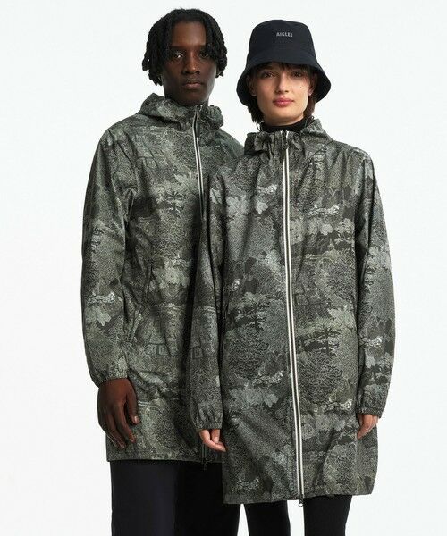 AIGLE/エーグル 【国立自然史博物館】 UVカット 撥水ロングフーデッドジャケット モスグリーン M-L AIGLE/エーグル 【国立自然史博物館】 UVカット 撥水ロングフーデッドジャケット モスグリーン M-L