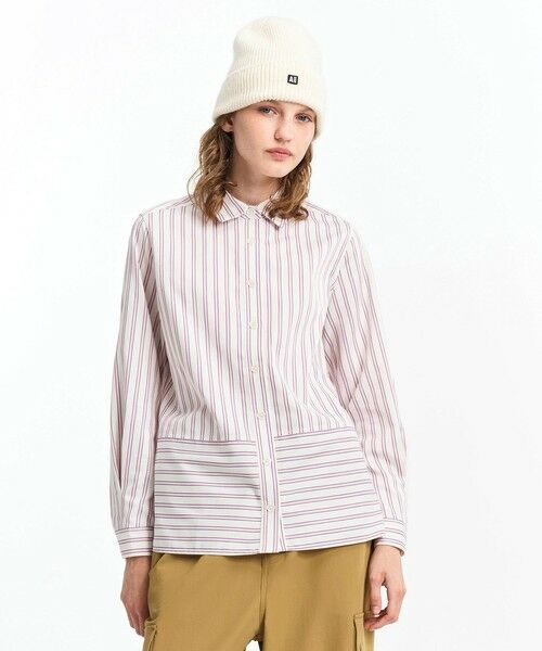 AIGLE/エーグル 吸水速乾 ストライプロングスリーブシャツ ホワイト 38(M) AIGLE/エーグル 吸水速乾 ストライプロングスリーブシャツ ホワイト 38(M)