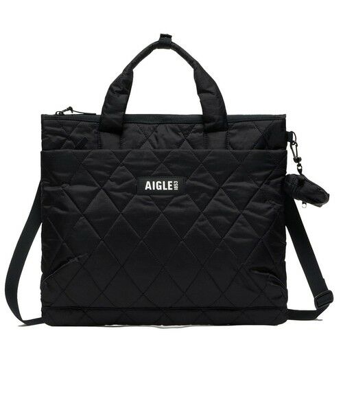 AIGLE/エーグル キルティング 2wayショルダーバッグ ミニポーチ付き ブラック FREE
