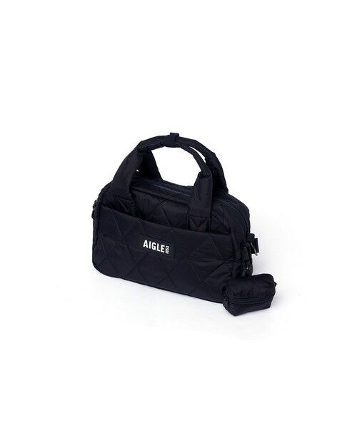 AIGLE/エーグル 撥水 キルティングミニダッフルバッグ イヤホンポーチ付き ブラック FREE AIGLE/エーグル 撥水 キルティングミニダッフルバッグ イヤホンポーチ付き ブラック FREE