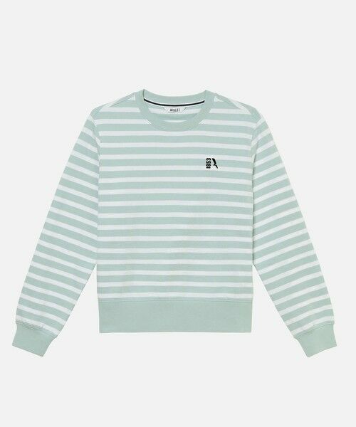 AIGLE/エーグル UVカット フレンチテリーボーダースウェット ライトブルー 38(M)