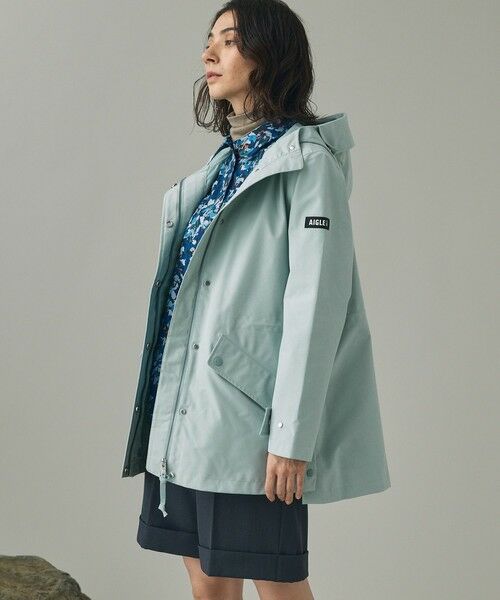 AIGLE/エーグル GORE-TEX ゴアテックス 防水 透湿 防風 2レイヤーロングジャケット RP ライトブルー 36(S) AIGLE/エーグル GORE-TEX ゴアテックス 防水 透湿 防風 2レイヤーロングジャケット RP ライトブルー 36(S)
