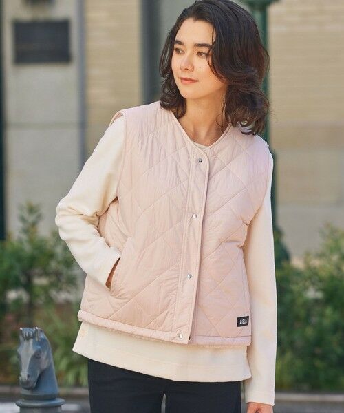 AIGLE/エーグル Dupont Sorona中綿 撥水 リバーシブル インサレーション キルティングボアベスト ライトピンク 40(L)