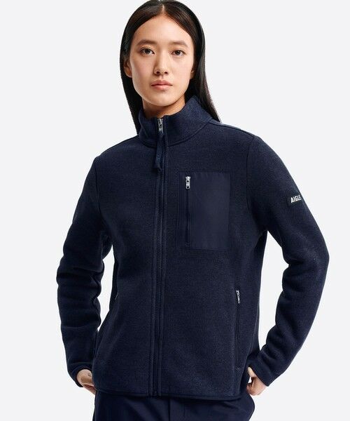 AIGLE/エーグル ポーラテック フルジップフリースブルゾンジャケット ダークネイビー 36(S) AIGLE/エーグル ポーラテック フルジップフリースブルゾンジャケット ダークネイビー 36(S)
