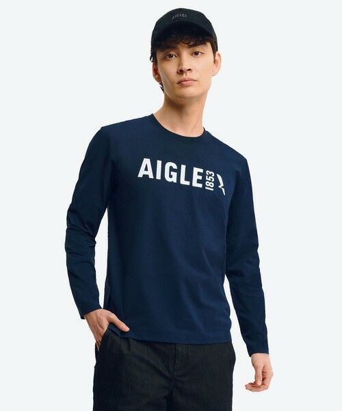 AIGLE/エーグル UVカット ロングスリーブロゴTシャツ RP ダークネイビー L AIGLE/エーグル UVカット ロングスリーブロゴTシャツ RP ダークネイビー L