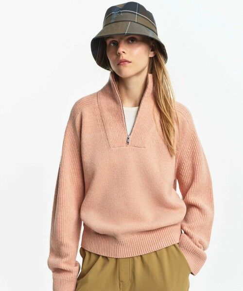 AIGLE/エーグル ウールブレンド ハーフジップニットセーター ピンク XS AIGLE/エーグル ウールブレンド ハーフジップニットセーター ピンク XS