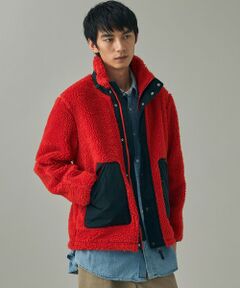 AIGLE / エーグル ブルゾン | パッチポケット 異素材切り替え スタンドカラーボアフリースブルゾン