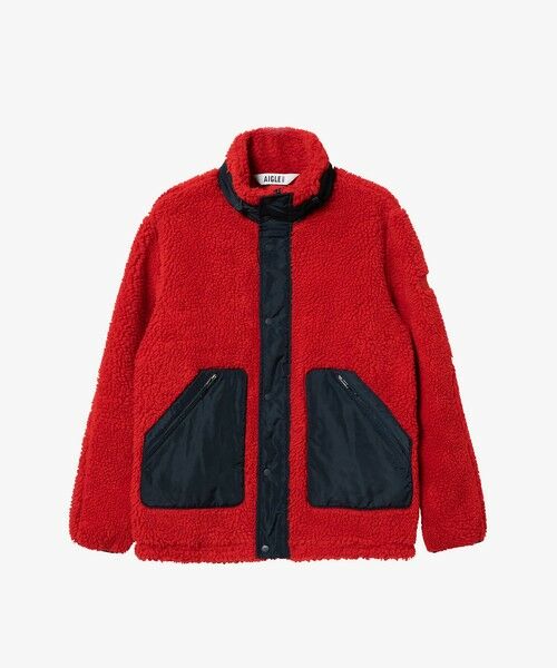 AIGLE / エーグル ブルゾン | パッチポケット 異素材切り替え スタンドカラーボアフリースブルゾン | 詳細6
