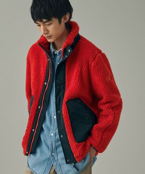 AIGLE / エーグル ブルゾン | パッチポケット 異素材切り替え スタンドカラーボアフリースブルゾン | 詳細1