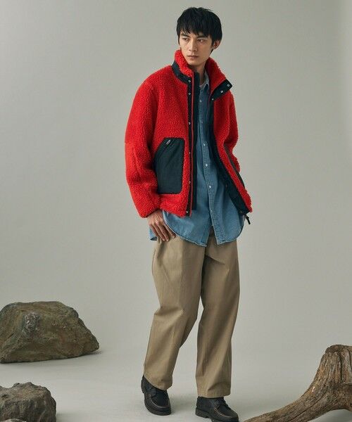 AIGLE / エーグル ブルゾン | パッチポケット 異素材切り替え スタンドカラーボアフリースブルゾン | 詳細3