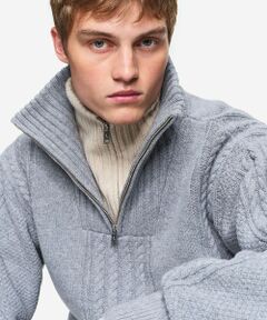 AIGLE / エーグル ニット・セーター | ケーブルニット オーバーサイズハーフジップセーター