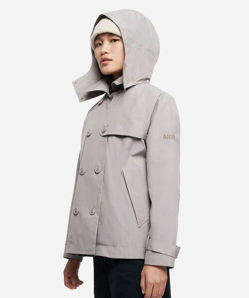 AIGLE / エーグル トレンチコート | GORE TEX ゴアテックス 防風 防水 透湿 2レイヤー ショートトレンチコート / フード脱着可 | 詳細2