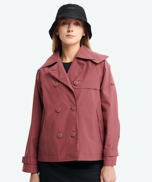 AIGLE / エーグル トレンチコート | GORE TEX ゴアテックス 防風 防水 透湿 2レイヤー ショートトレンチコート / フード脱着可 | 詳細5