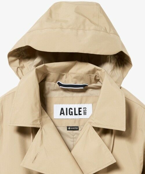 AIGLE / エーグル トレンチコート | GORE-TEX ゴアテックス 防風 防水 透湿 ミドルトレンチコート / フード取り外し可 | 詳細9