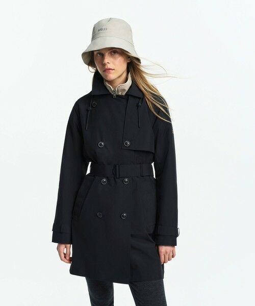 AIGLE / エーグル トレンチコート | GORE-TEX ゴアテックス 防風 防水 透湿 ミドルトレンチコート / フード取り外し可 | 詳細17