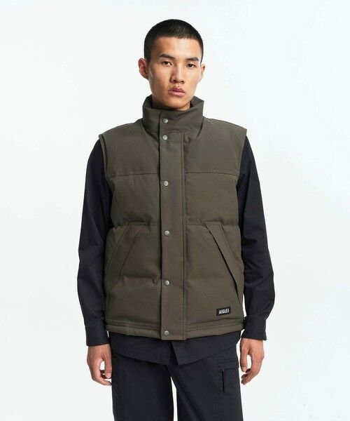 AIGLE/エーグル 撥水 スタンドカラージップ キルティングベスト モスグリーン XL AIGLE/エーグル 撥水 スタンドカラージップ キルティングベスト モスグリーン XL
