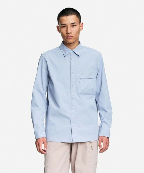 AIGLE/エーグル 撥水 ジップポケットオーバーシャツ ライトブルー XL