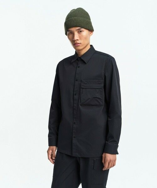 AIGLE/エーグル 撥水 ジップポケットオーバーシャツ ブラック M