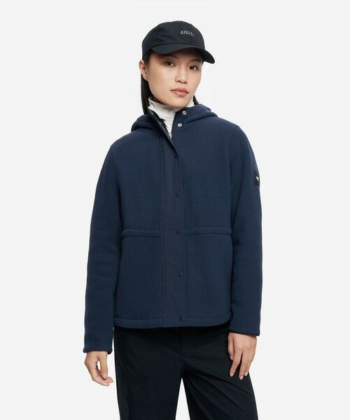 AIGLE/エーグル ウエストドローストリングフルジップフリース ダークネイビー 36(S) AIGLE/エーグル ウエストドローストリングフルジップフリース ダークネイビー 36(S)