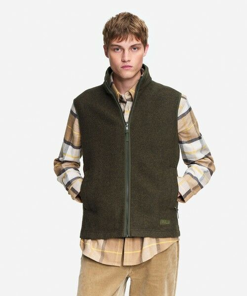AIGLE/エーグル メリノウールブレンド スタンドカラーフリースベスト T-KIT モスグリーン M