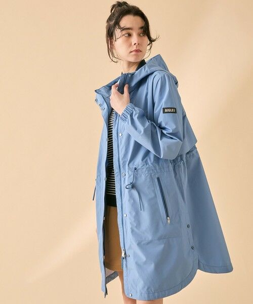 AIGLE / エーグル トレンチコート | 透湿 防水 防風 2.5レイヤー フーデッドロングコート RP | 詳細13