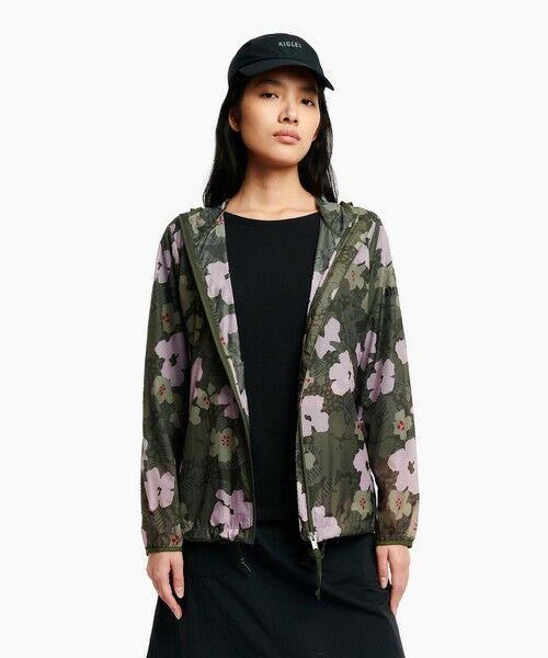 AIGLE / エーグル ナイロンジャケット | UVカット 撥水 プリントフーデッドジャケット RP | 詳細3