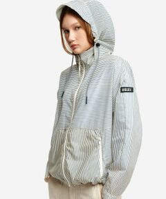 AIGLE / エーグル ナイロンジャケット | 超軽量 撥水 UVカット ストライプ エクストラライト フーディジャケット