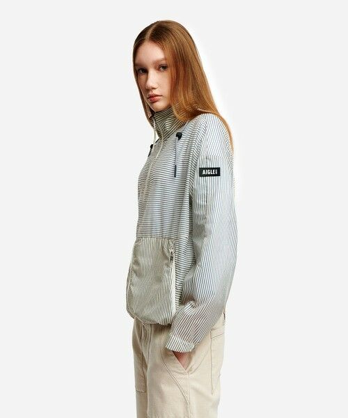AIGLE / エーグル ナイロンジャケット | 超軽量 撥水 UVカット ストライプ エクストラライト フーディジャケット | 詳細4