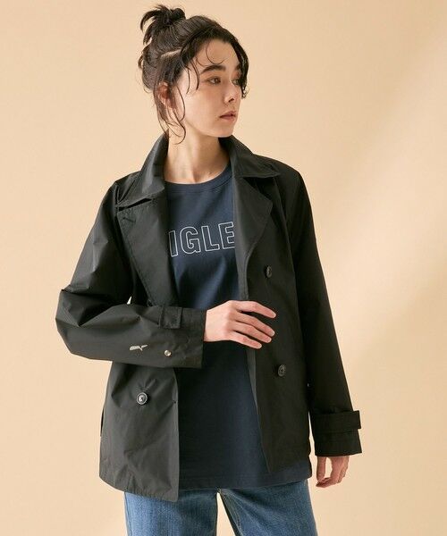 AIGLE / エーグル トレンチコート | 防風 透湿 防水 GORE-TEX ゴアテックス ショートトレンチコート / フード取り外し可 | 詳細1