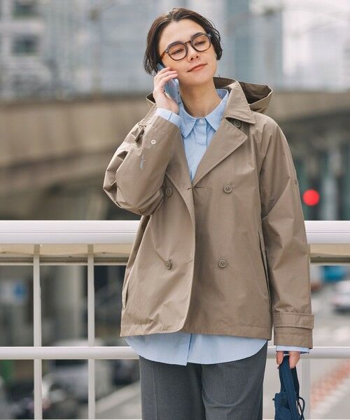 AIGLE / エーグル トレンチコート | 防風 透湿 防水 GORE-TEX ゴアテックス ショートトレンチコート / フード取り外し可 | 詳細7