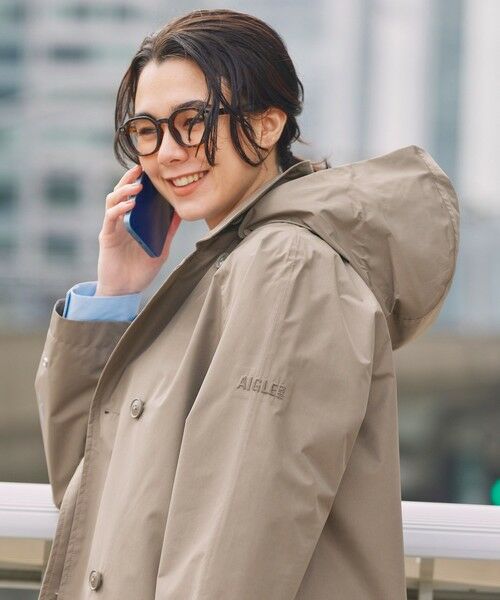AIGLE / エーグル トレンチコート | 防風 透湿 防水 GORE-TEX ゴアテックス ショートトレンチコート / フード取り外し可 | 詳細11