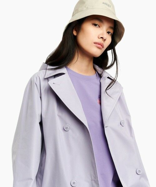 AIGLE / エーグル トレンチコート | 防風 透湿 防水 GORE-TEX ゴアテックス ショートトレンチコート / フード取り外し可 | 詳細14