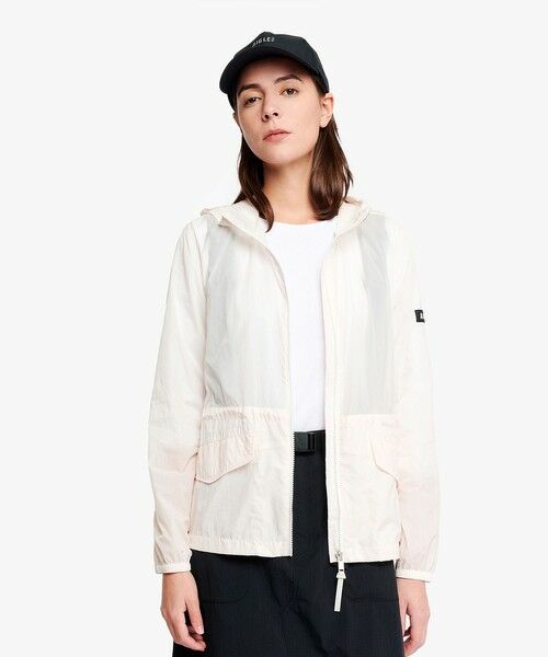 AIGLE / エーグル ナイロンジャケット | 超軽量 撥水 UVカット フーディショートジャケット（ホワイト）
