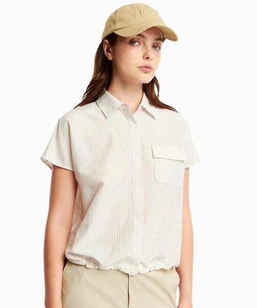 AIGLE / エーグル シャツ・ブラウス | 吸水速乾 クールマックス  ウーブンストライプシャツ / 裾ドローコード | 詳細1