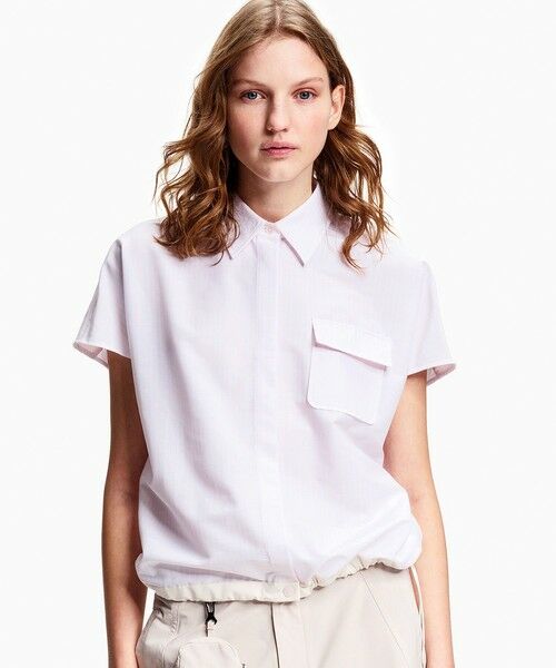 AIGLE / エーグル シャツ・ブラウス | 吸水速乾 クールマックス  ウーブンストライプシャツ / 裾ドローコード（ピンク）