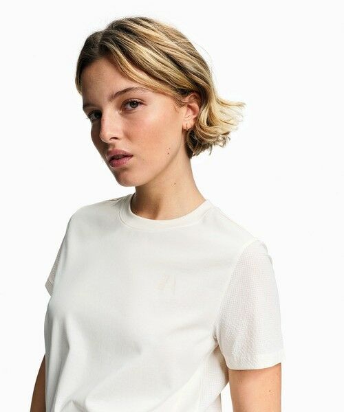 AIGLE / エーグル Tシャツ | 接触冷感 ミックス素材 半袖ロゴTシャツ（ホワイト）