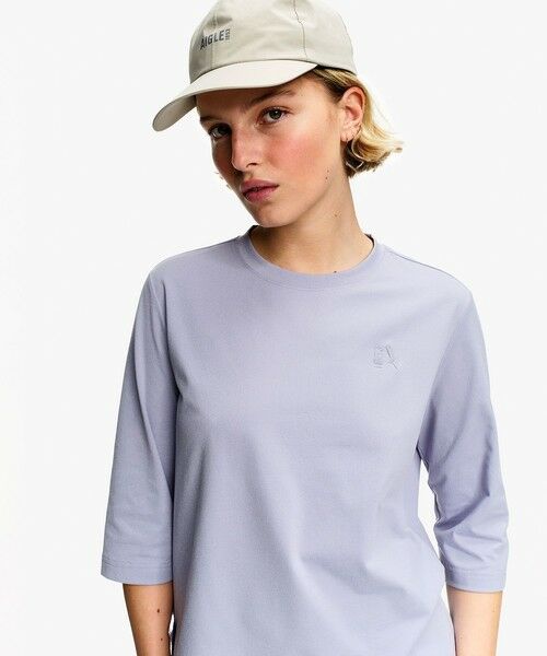 AIGLE / エーグル Tシャツ | プライムフレックス DFT UVC 3/4スリーブ ワンポイントロゴ刺繍 7分袖Tシャツ（パープル）