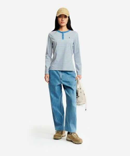 AIGLE / エーグル Tシャツ | UVカット ピマコットン マリニエール ボーダー ヘンリーネックカットソー 長袖Tシャツ | 詳細5