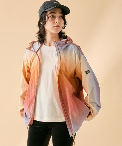 AIGLE / エーグル ナイロンジャケット | 【UPF50+ SolarPack】撥水 UVカット ソーラーパック グラデーションプリント ジャケット（オレンジ）