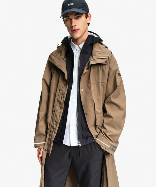 AIGLE / エーグル トレンチコート | 透湿防水 リフレクティブ サイクリング ロングレインコート | 詳細1