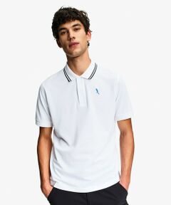 AIGLE / エーグル ポロシャツ | 吸水速乾 ワンポイントロゴ刺繍 襟ダブルストライプ ピケポロシャツ