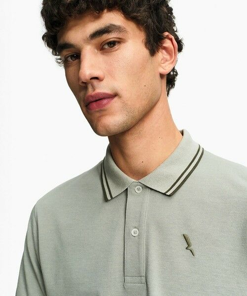 AIGLE / エーグル ポロシャツ | 吸水速乾 ワンポイントロゴ刺繍 襟ダブルストライプ ピケポロシャツ | 詳細4