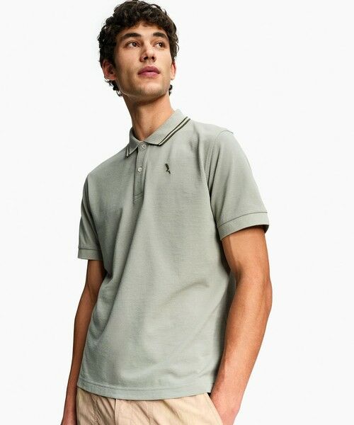 AIGLE / エーグル ポロシャツ | 吸水速乾 ワンポイントロゴ刺繍 襟ダブルストライプ ピケポロシャツ | 詳細9